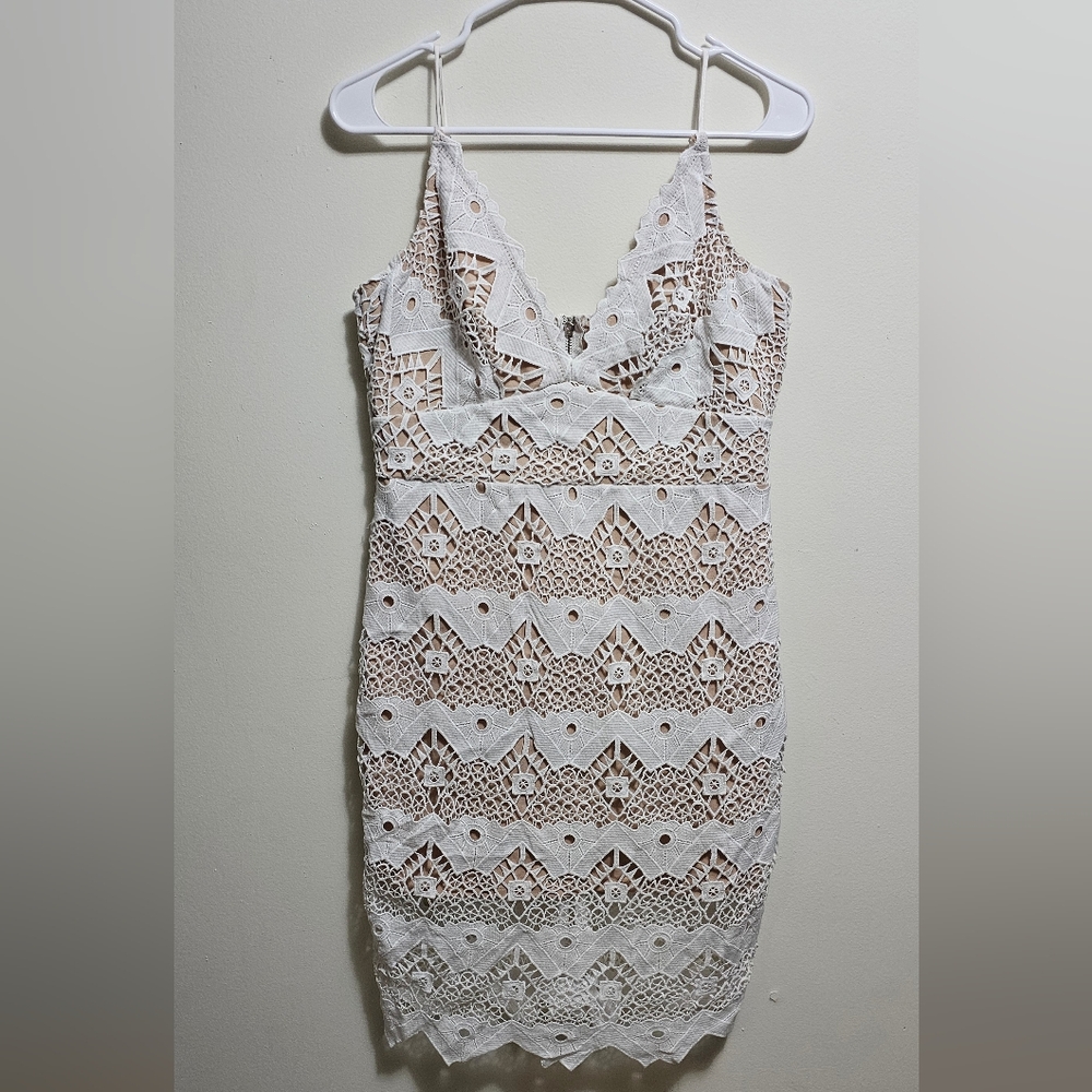 Lulus Medium Sway Away White‎ Crochet Lace Dress